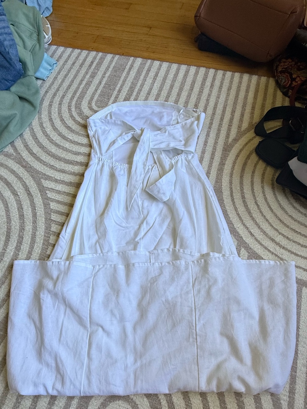 White Strapless Tie-Front Maxi Dress